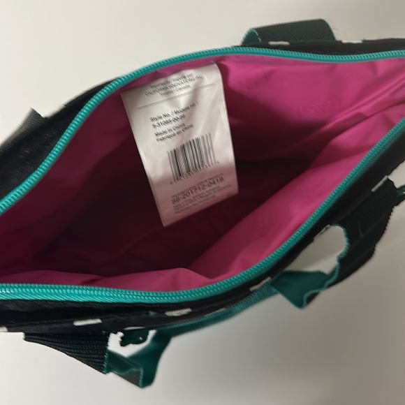 3/$20 Polka Dot lunch Tote Bag - Black and Teal - Picture 7 of 10